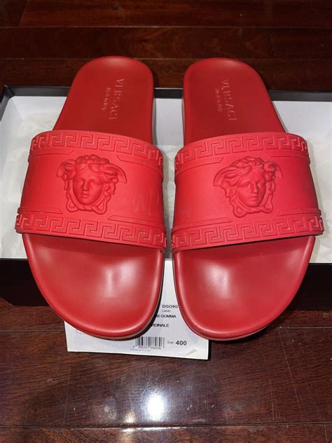 red versace slides cheap|Versace vanitas slides.